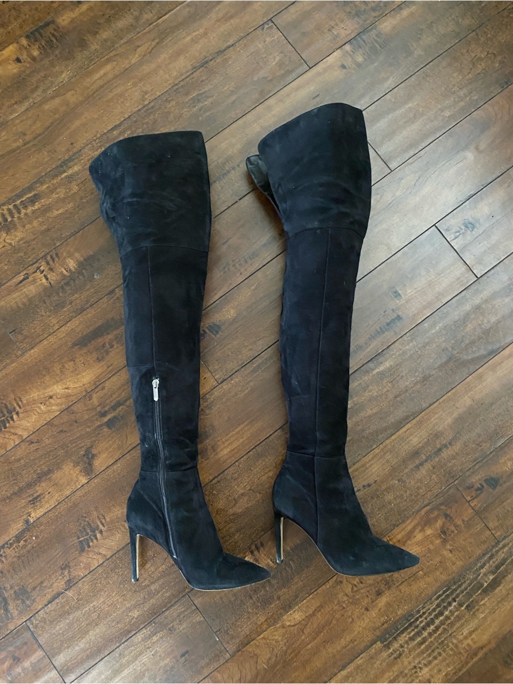 Sam Edelman Bernadette Black Over-the-Knee Suede Stiletto Boots